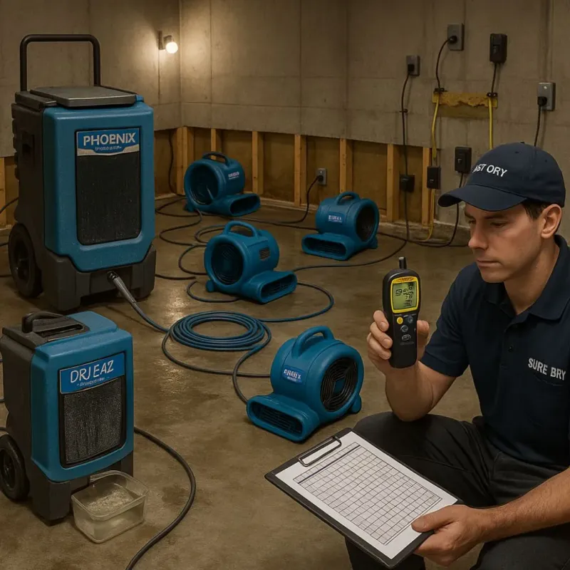 Structural Drying and Dehumidification process in Romeoville, IL